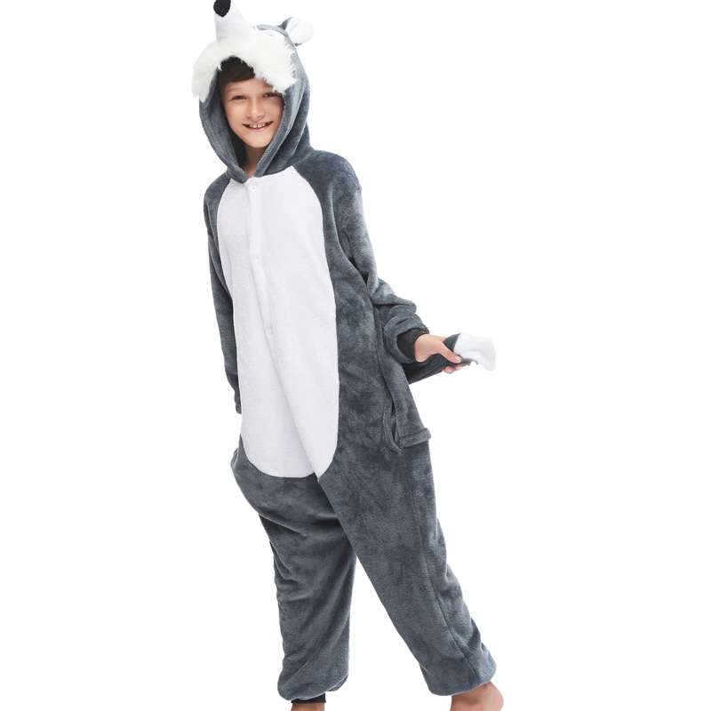 Kids Grey Wolf Onesie