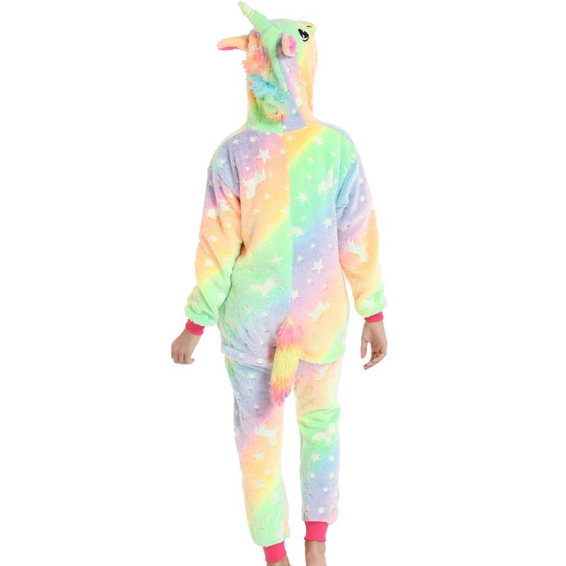 Kids Orange and Green Glow In The Dark Unicorn Onesie