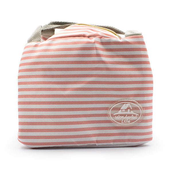 Kids Portable Insulated Thermal Lunch Bag - Pink Stripes