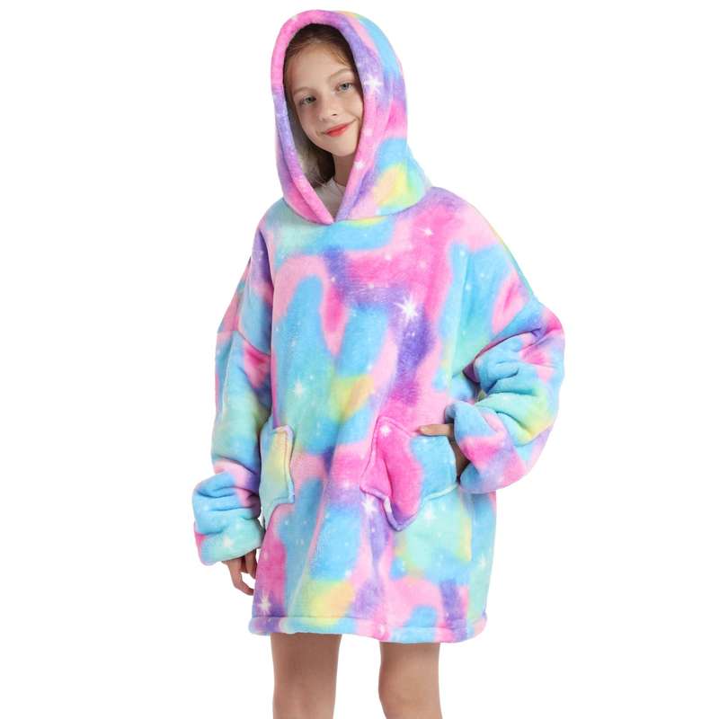 Kids Spectrum Splash Oversized Plush Blanket Hoodie