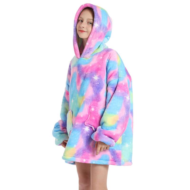 Kids Spectrum Splash Oversized Plush Blanket Hoodie
