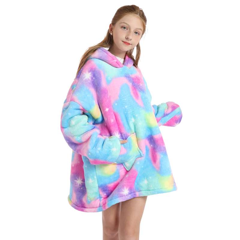 Kids Spectrum Splash Oversized Plush Blanket Hoodie