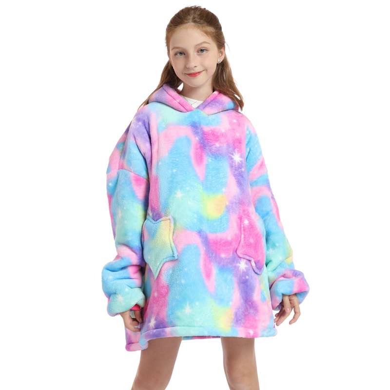 Kids Spectrum Splash Oversized Plush Blanket Hoodie