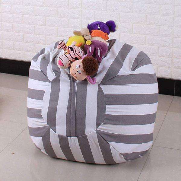 Kids Striped Storage bean bag - Grey
