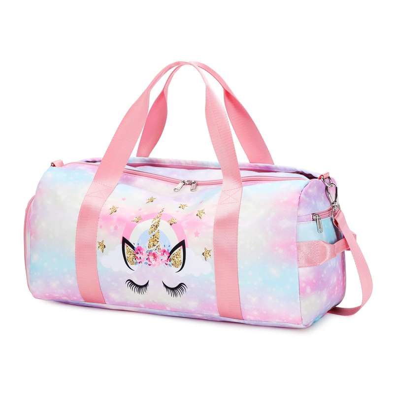 Kids Unicorn Twinkle Wet and Dry Overnight Gym Bag