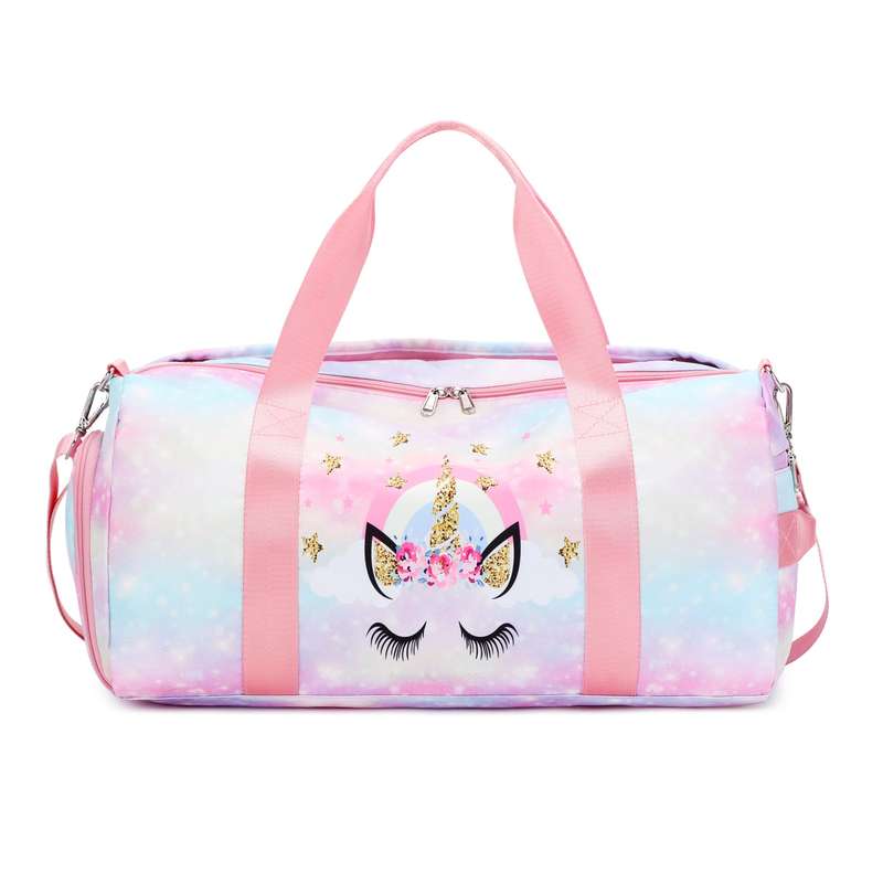 Kids Unicorn Twinkle Wet and Dry Overnight Gym Bag