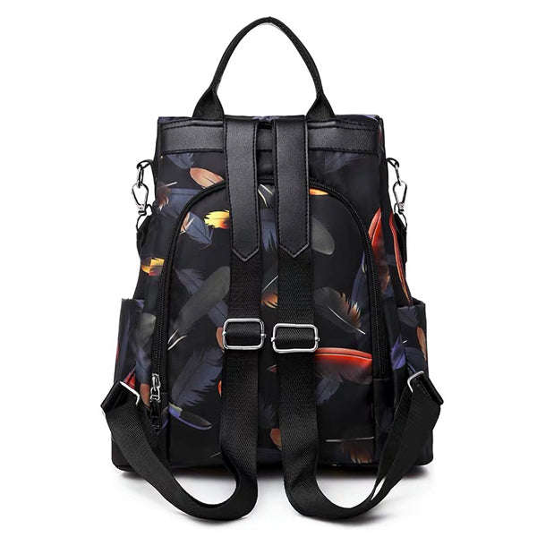 Ladies 3-Way Water-Resistant Anti-Theft Backpack  Feathered Beauty