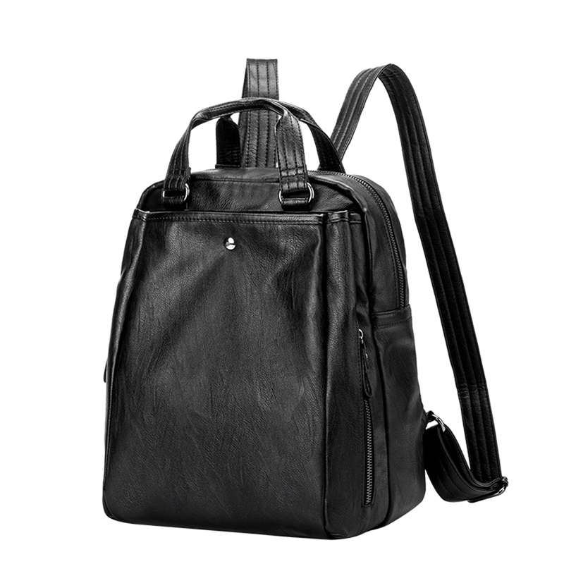 Ladies PU leather Anti-Theft Backpack - Black Professional - F9078