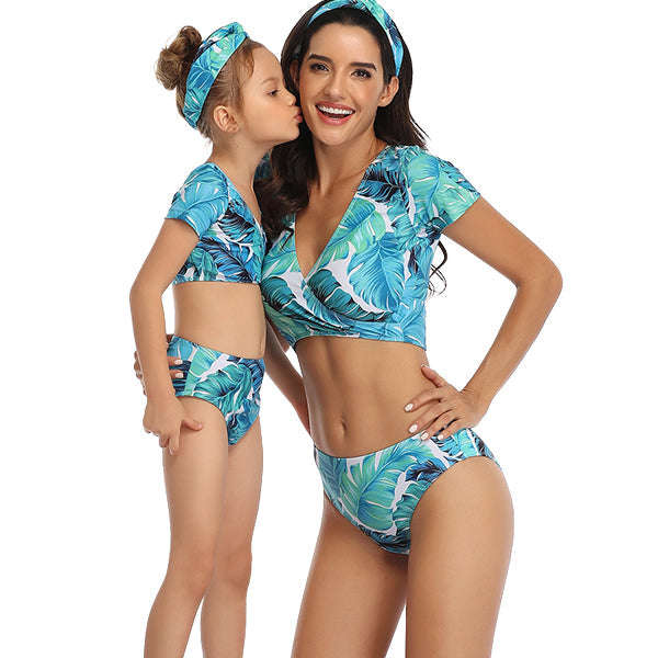 Matching Mom or Daughter Blue Lagoon Crop Two-Piece Bikini