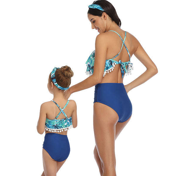 Matching Mom or Daughter Blue Lagoon Frill Two-Piece Bikini