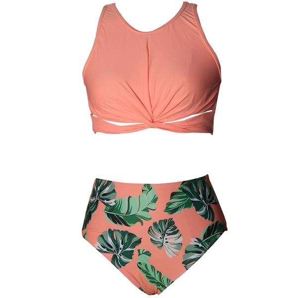 Matching Mom or Daughter Peach Jungle Crop Two-Piece Bikini