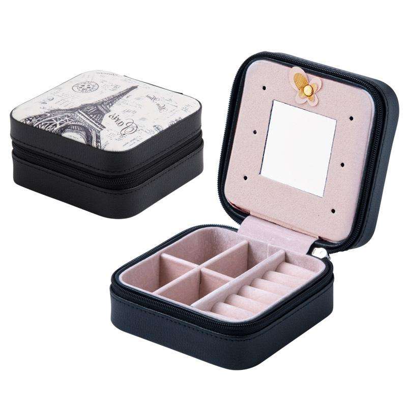 On-The-Go Jewelry Storage Box with Zip - Pearl with Eiffel Tower