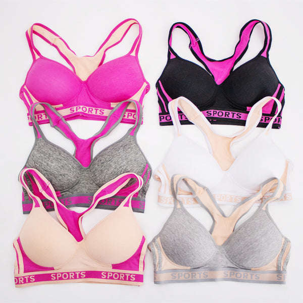 Pack of 6 Colour Wireless Sports Bra's - 8922--32B available