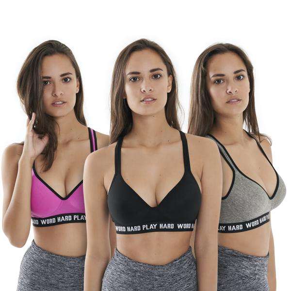 Pack of 6 Colour Wireless Sports Bra's - 8924 (36B/40B/40C/40D)