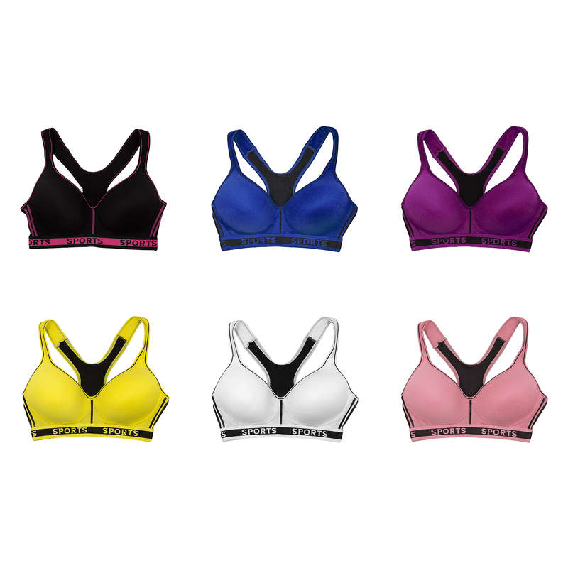 Pack of 6 Colour Wireless Sports Bra's - 8923-2