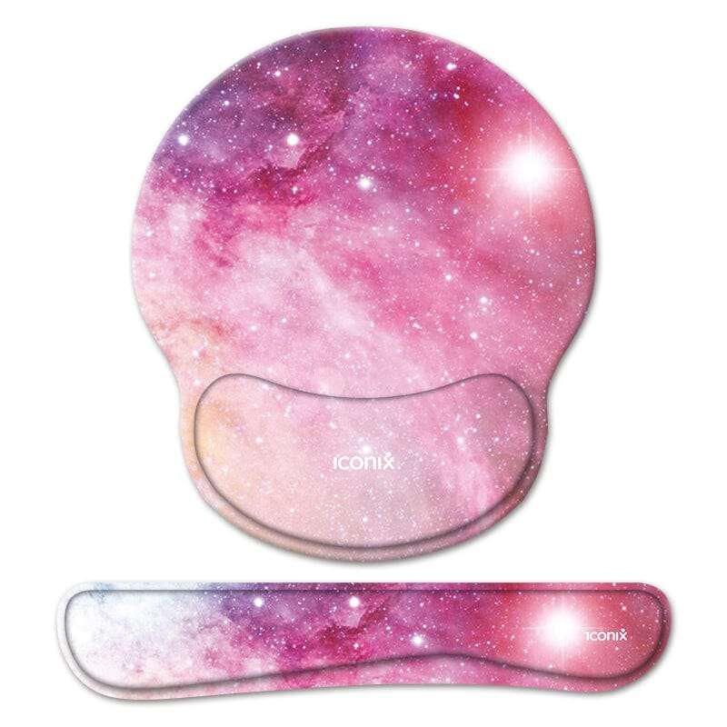 Pearlescent Pink Mouse Pad with Wrist Support and Keyboard Wrist Support Set