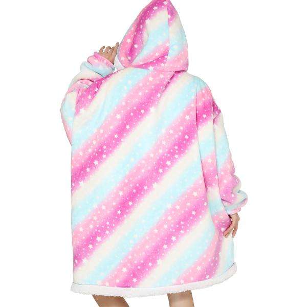 Pink and Blue Unicorn Oversized Plush Blanket Hoodie