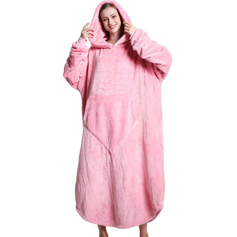 Pink Oversized Floor-Length Body Blanket Hoodie