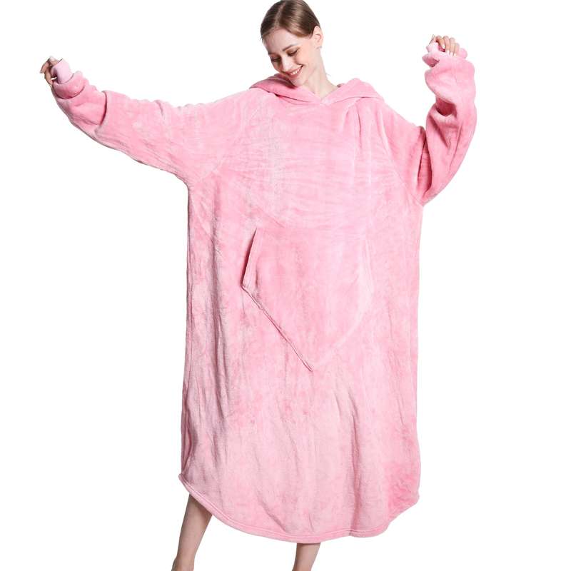 Pink Oversized Floor-Length Body Blanket Hoodie