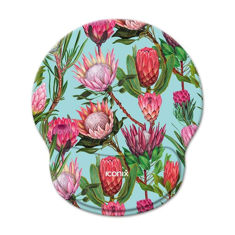 Pink Protea Mouse Pad with Gel Wrist Guard Support