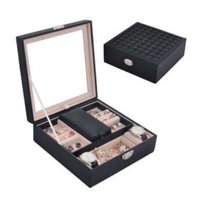 PU Leather Jewelry Storage Display Organizer - Black