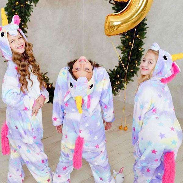 Kids Purple Starry Unicorn Onesie