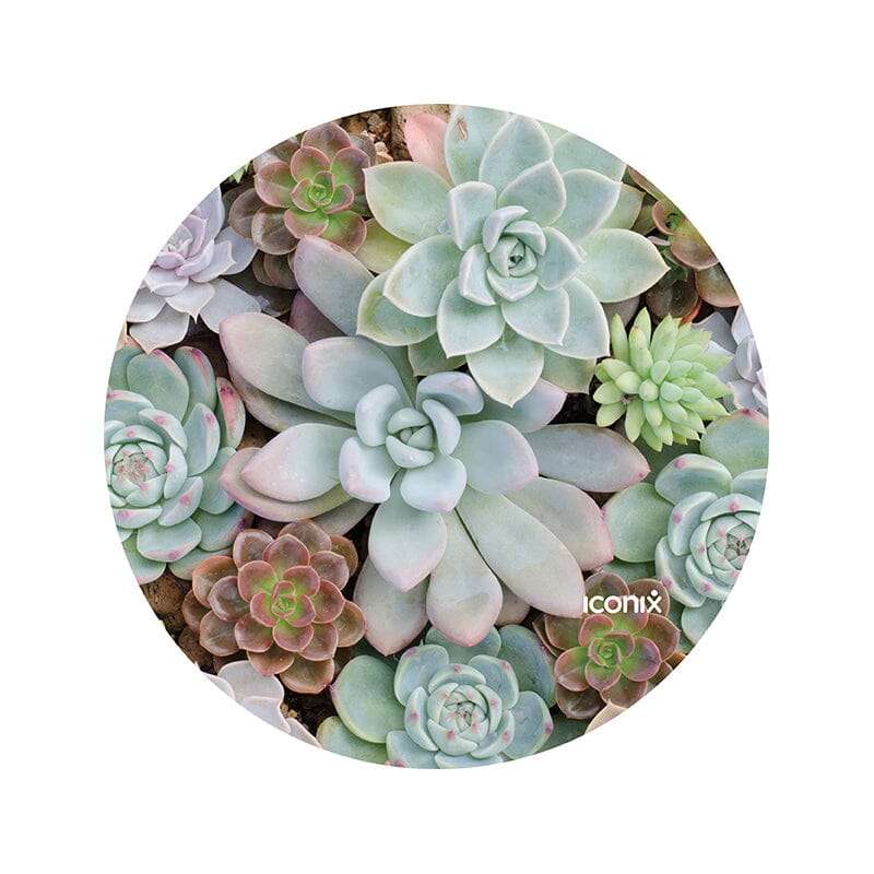 Round Glowing Succulents Mouse Pad