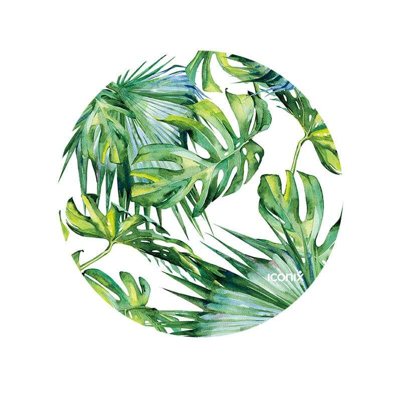 Round Tropical Leaf Mouse Pad