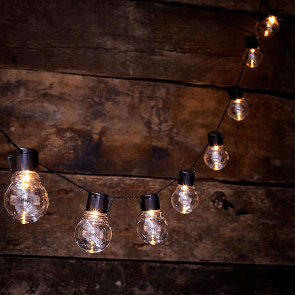 Solar Powered Retro Bulb String Of 10  LED Lights
