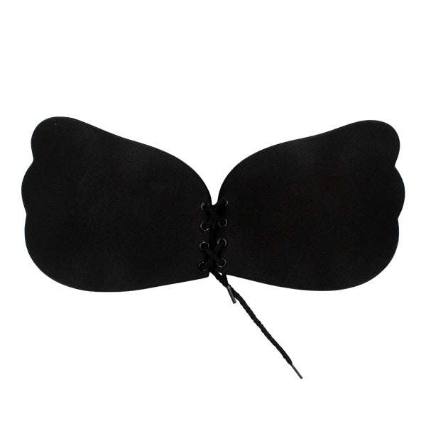 Strapless Backless Adhesive Invisible Push-up Reusable Butterfly Bra - Black