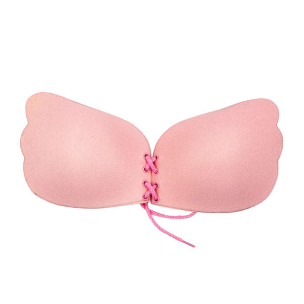 Strapless Backless Adhesive Invisible Push-up Reusable Butterfly Bra - Pink