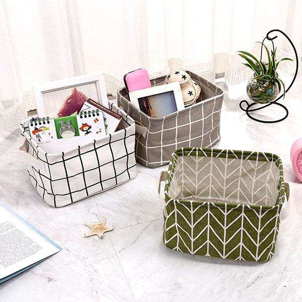 Table Top Storage Organiser-Various Printed - Grey Check Printed