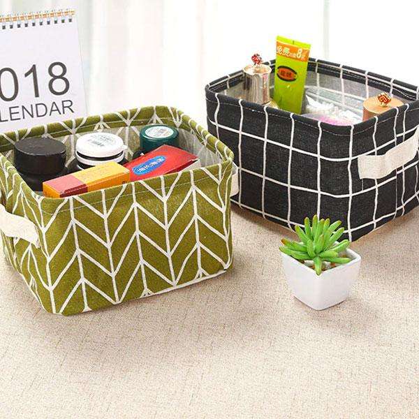 Table Top Storage Organiser-Various Printed - Grey Check Printed