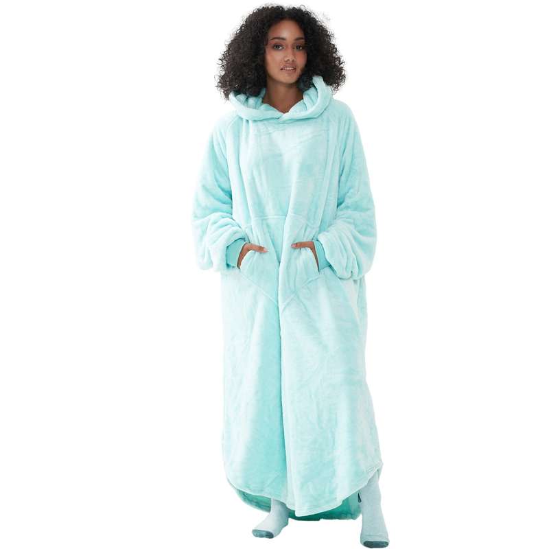 Teal Oversized Floor-Length Body Blanket Hoodie