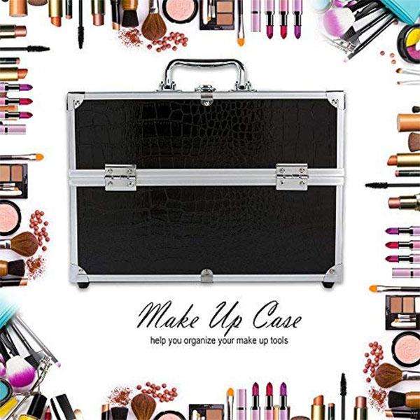 Train Case Cosmetic Organizer Box 7400 - Black