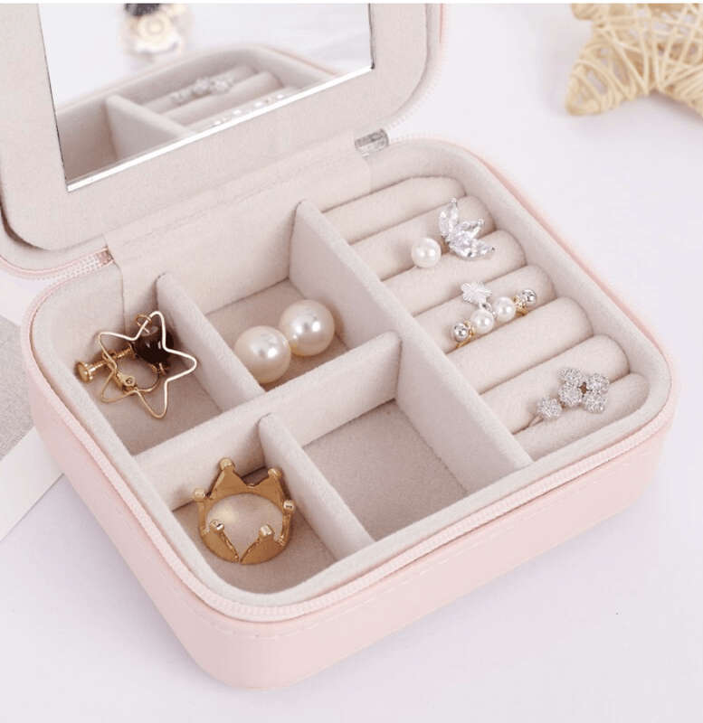 On-The-Go Jewelry Storage Box with Zip - Pearl with Eiffel Tower