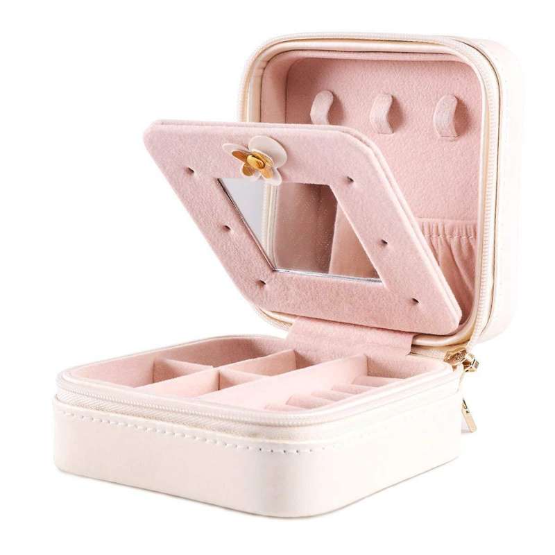 On-The-Go Jewelry Storage Box with Zip - Pearl with Eiffel Tower