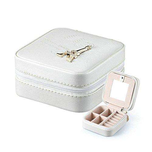 On-The-Go Jewelry Storage Box with Zip - Pearl with Eiffel Tower