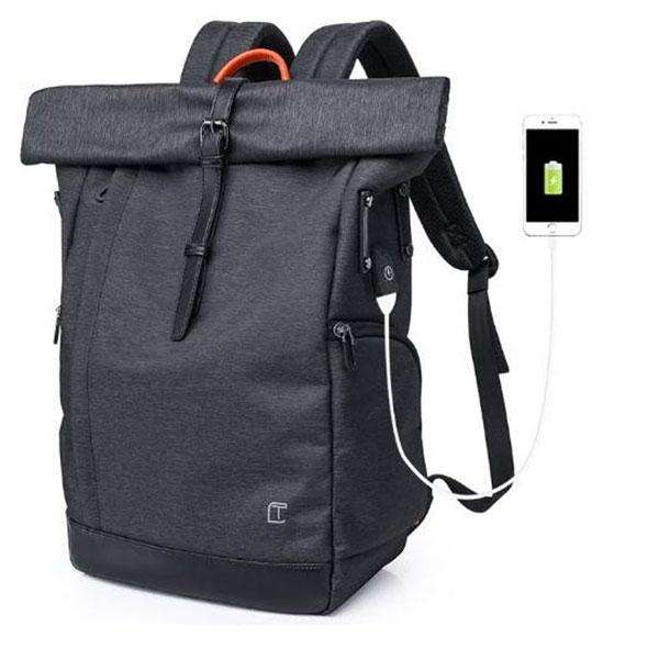 Unisex Black Extendable Backpack with USB Charging Port
