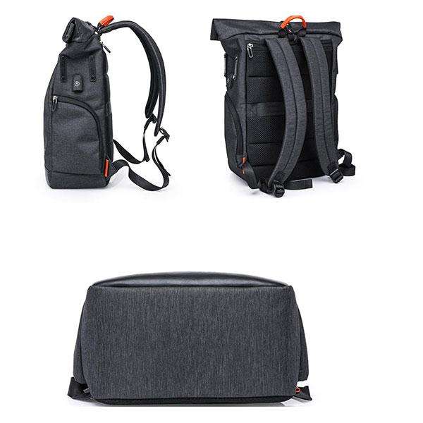 Unisex Black Extendable Backpack with USB Charging Port