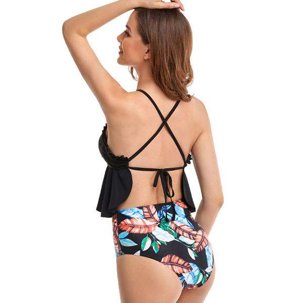 Women's Black Tropic Crossover Two-piece Bikini
