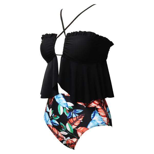 Women's Black Tropic Crossover Two-piece Bikini