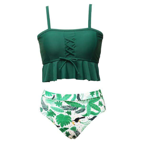 Women's Floral Gorgeous Green Two-piece Bikini