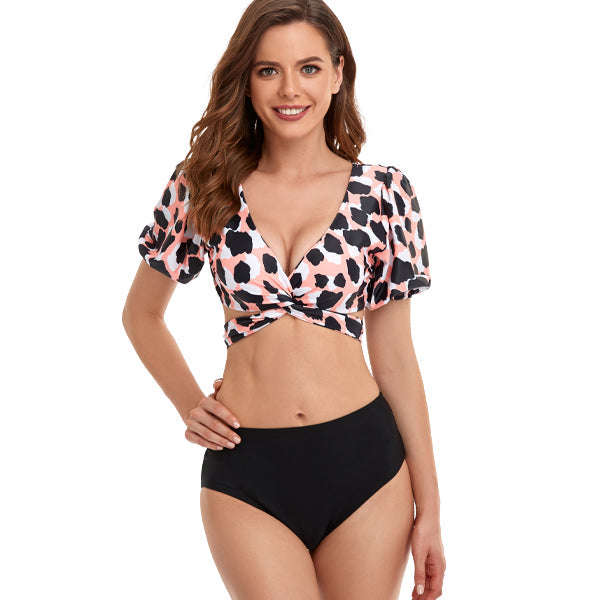 Women's Light Leopard Crop Two-piece Bikini