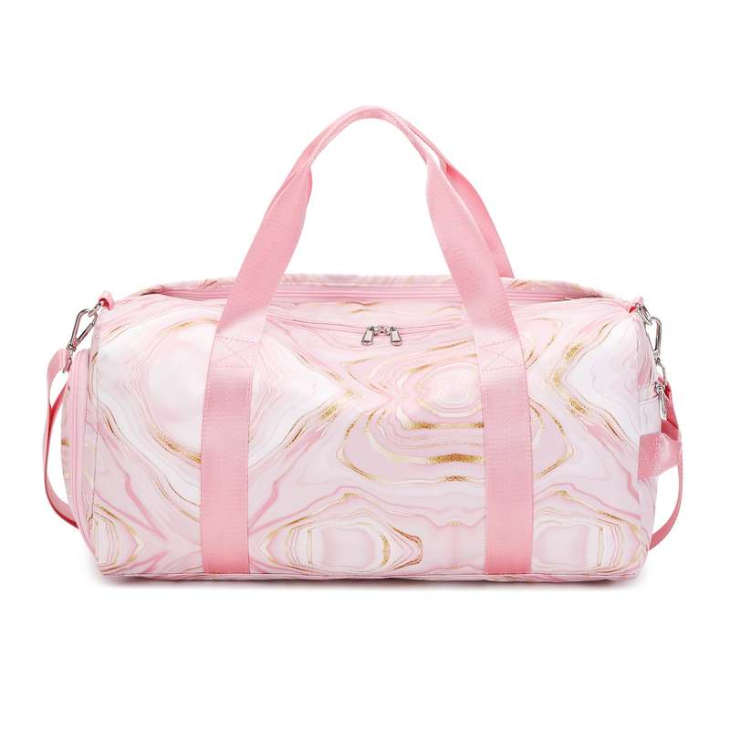 Womens Pink and Gold Marble Wet and Dry Gym Bag