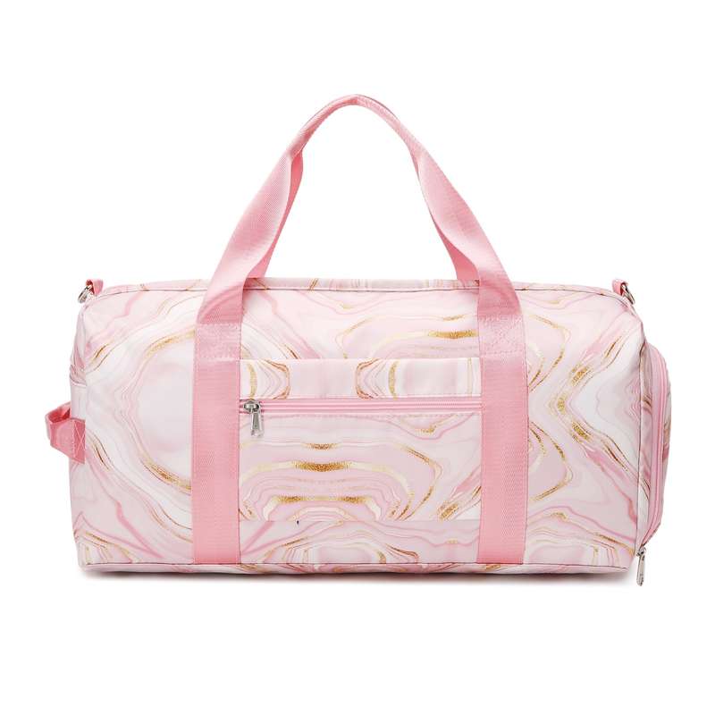 Womens Pink and Gold Marble Wet and Dry Gym Bag