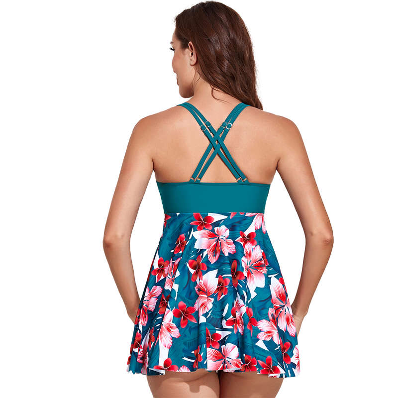 Women's Pink and Teal Floral Swimwear
