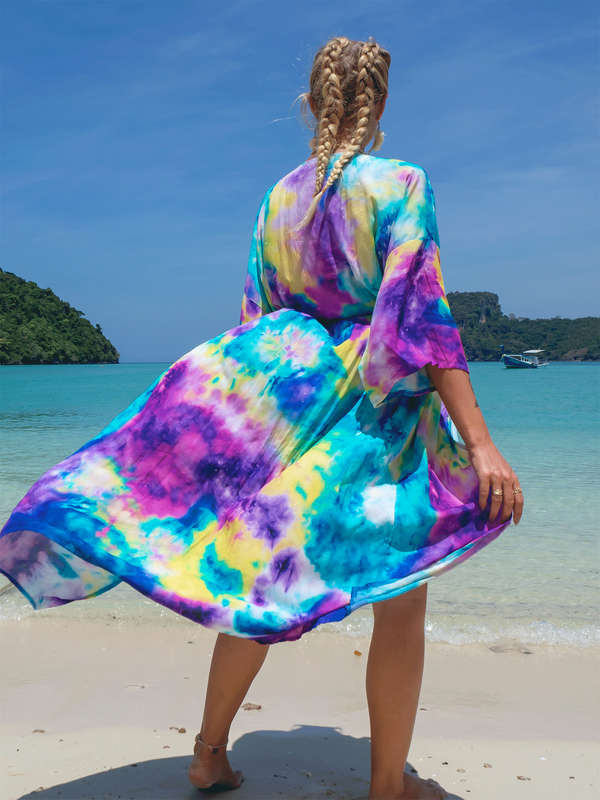 Women's Tie-Dye Rainbow Beach Cover-Up