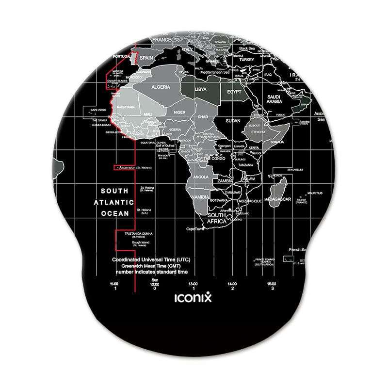 World Wide Map Mouse Pad with Gel Wrist Guard Support