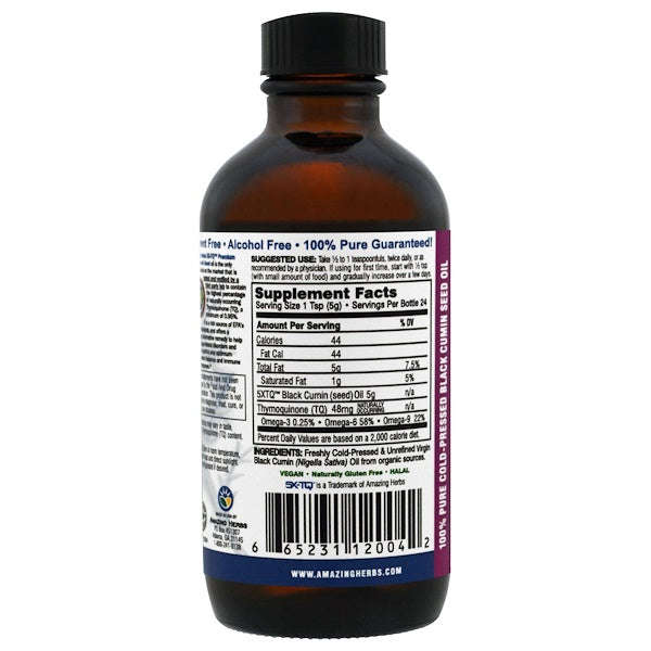 Amazing Herbs, Black Seed, 100% Pure Cold-Pressed Black Cumin Seed Oil, 4 fl oz (120 ml)